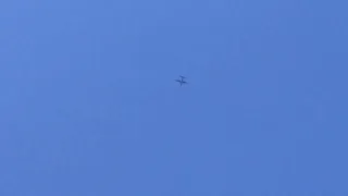 (NICE LOW FREQUENCY PROPELLER SOUND) C-130 H flying over