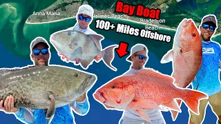 GIANT Red Snapper, Grouper, Tuna! (Gulf of Mexico Fishing) in a Bay Boat OVER 100 Miles Offshore!