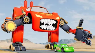 Cyborg Lightning McQueen Head Eater VS Lightning McQueen Escape From The Head Eater Beamng Drive #5