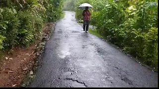 Heavy Rain Walk in Beautiful Village|fall Asleep to the Sound of Rain|Indonesia