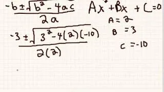 Math IIAB Quadratic Formula Example