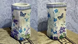 Coffee can decoupage. Handmade Vase