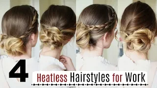 4 Quick Heatless Hairstyles for Work | Work Hairstyles | Braidsandstyles12