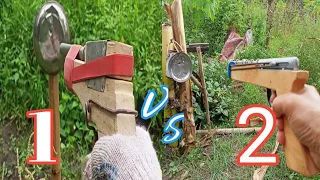 DIY Slingshot; Survival gun, sling gun, toy gun, Homemade gun, powerful test and accuracy.