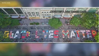 Black Lives Matter mural painted on street in Charlotte, North Carolina