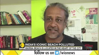 Foam pollutes India's Marina beach