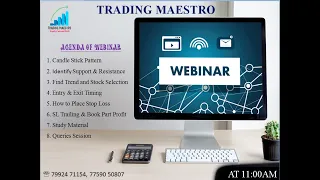 Webinar on Candle Stick Pattern, Entry-Exit Level, How to find Stock for Intraday & some Indicator.