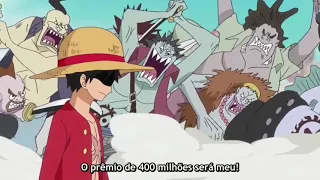 Luffy usando o Haki do conquistador na ilha dos homens peixes e derrota 50k de inimigos