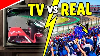 VEJA A VELOCIDADE INCRÍVEL DA F1 VISTA DA ARQUIBANCADA | TV vs VIDA REAL | FÓRMULA 1 | GP EM CASA