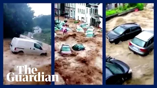 Belgium flooding: Cars swept away as town hit by worst floods in decades