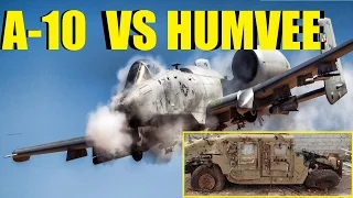 A-10 Warthog Vs Humvee : Awesome A-10 Warthog GAU-8 BRRRT Strafing Gun Runs Destroy Unmanned Humvees