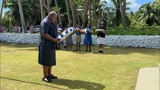 Fiji's President officiates at the wreath laying ceremony on the island of Rotuma