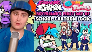 BOYFRIEND's FIRST DAY of SCHOOL! Friday Night Funkin' Logic | Cartoon Animation | Reaction