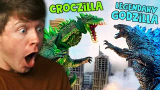 CROCZILLA vs LEGENDARY GODZILLA the STOP MOTION BATTLE! (Reaction)