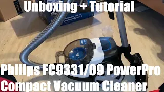 Philips FC9331/09 PowerPro Compact vacuum cleaner unboxing and instructions