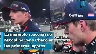 Verstappen buscó a Checo Pérez al bajar de su monoplaza y al no verlo esta fue su reacción