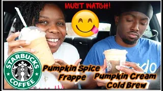 Starbucks Pumpkin Cream Cold Brew & Pumpkin Spice Frappuccino Review!!