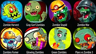 Plants vs Zombies,Gray Gorf Zombies,Zombie Harvest,Zombie Blast,Zombie War,Green Zombies...