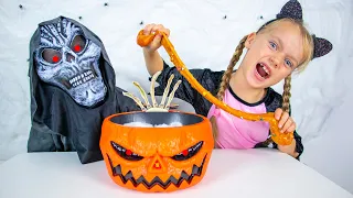 Gaby and Alex making Halloween Slime