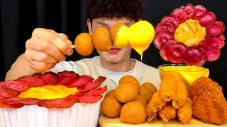 ASMR 살라미토핑 올라간 엽기떡볶이 치즈볼 튀김주먹밥 새우튀김 먹방~! Spicy Tteokbokki With Cheese Ball🧀 Fried Shrimps MuKBang~!