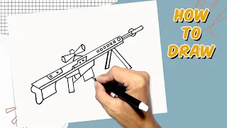 How to Draw barret m82 sniper rifle step by step