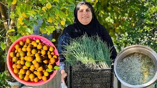 Planting organic onions and cooking a traditional dish