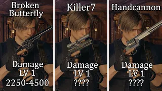 Resident Evil 4 Remake - All Magnum Damage Comparison - Level 1 & Max Level