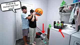 Surprising my wife with cleaning supplies to see her reaction! 🥰