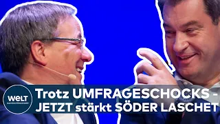 BUNDESTAGSWAHL 2021: Trotz des Umfrageschocks - Jetzt stärkt Markus Söder Armin Laschet den Rücken