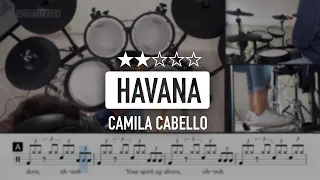 [Lv.04] Havana - Camila Cabello (★★☆☆☆) Popular Song Drum Cover, Tutorial with sheet music
