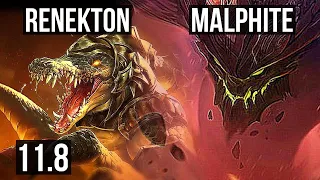 RENEKTON vs MALPHITE (TOP) | 5.2M mastery, 600+ games, 6/2/8 | KR Grandmaster | v11.8