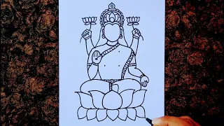 Maa Lakshmi drawing from 4×7 dots easy // How to draw a Goddess Lakshmi Easy // Diwali drawing easy