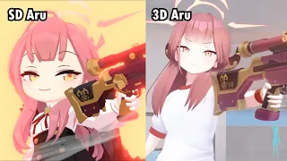 SD Aru Ex skill VS 3D Aru EX skill - Blue Archive