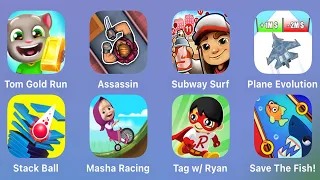 Talking Tom Gold Run,Hunter Assassin,Subway Surfers,Plane Evolution!,Stack Ball,Masha and the Bear