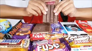 Eating chocolate party KitKat dairy milk 5 star snickers fuse galaxy germs