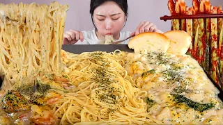 새우크림그라탕 관자크림그라탕 스파게티 파김치 먹방:)🍽 temples shrimp cream gratin cream spaghetti Mukbang