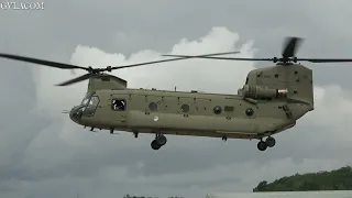 Royal Netherland Air Force Boeing CH-47D arrival at RIAT 2023