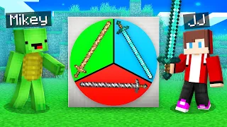 JJ and Mikey SPINS The Roulette of LONGEST SWORDS in Minecraft - Maizen