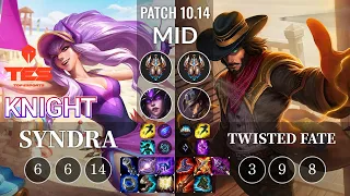 TES knight Syndra vs Twisted Fate Mid - KR Patch 10.14