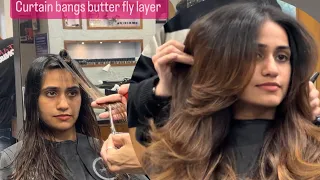 Butterfly haircut with curtain bangs (butterfly hair )