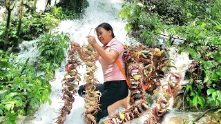 Catch stone crabs in streams near the house to sell- Cook, weave bamboo blinds to protect the garden