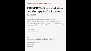 CRISPR/Cas9 assisted stem cell therapy in Parkinsons disease | RTCL.TV