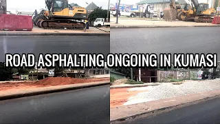 UPDATE: ASPHALT ROAD CONSTRUCTION ON KUMASI ROADS ||  ASPHALTING ONGOING FROM KROFROM TO ROUNDABOUT