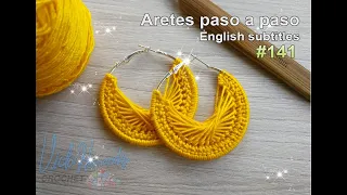 Gana Mucho Dinero💰💰, muy facil con este diseño# 141/Earring Crochet tutorial english subtitles