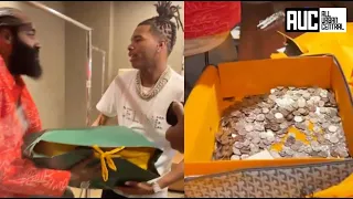 Lil Baby Gives James Harden A Suitcase Full Of Quarters For His Birthday