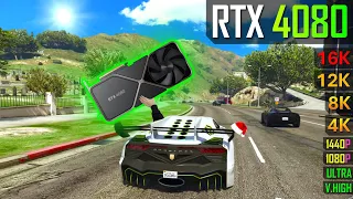 RTX 4080 in GTA 5 - 1080p, 1440p, 4K, 8K, 12K and 16K