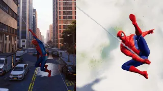 Fortnite Vs Marvel's Spider-man Side By Side Web Swinging Gameplay.