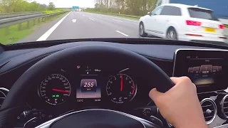 Mercedes C450 AMG Onboard Autobahn Driver View V6 Biturbo Sound W205 C43 AMG Acceleration