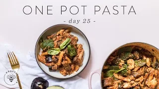 Delicious ONE POT Chicken & Eggplant PASTA 🐝 DAY 25 | HONEYSUCKLE