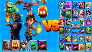 TEAM FIRE vs X4 ALL CARDS | Clash Royale